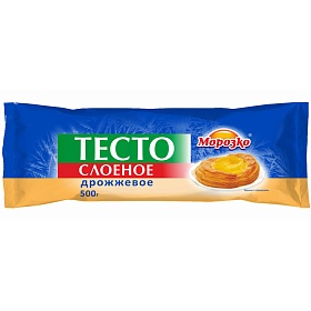 Тесто слоеное дрожжевое 6 кг (500 г х 12 шт) зам., Морозко