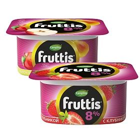 Йогурт Fruttis 8% клубника/яблоко-груша 16шт х 115г