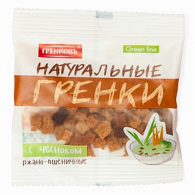 Сухарики-гренки пшеничные со вкусом чеснока, 13 мм (200 шт х 10 г)  2 кг/кор