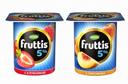 Изображение товара Йогурт Fruttis 5% клубника/персик 24 шт х 115 г