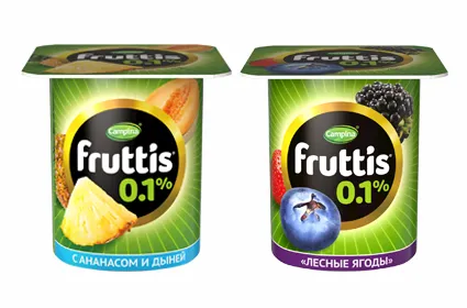 Йогурт Fruttis легкий 0,1% ананас-дыня/лесные ягоды 24 шт х 110 г